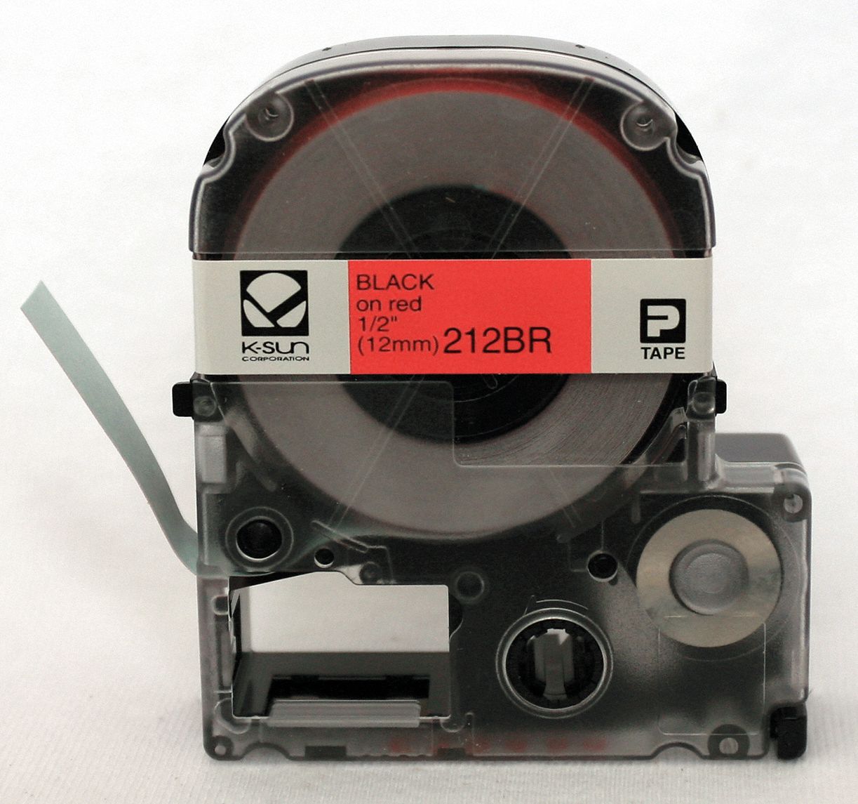 Laminated Label Tape, Black/Red, 26 ft. L