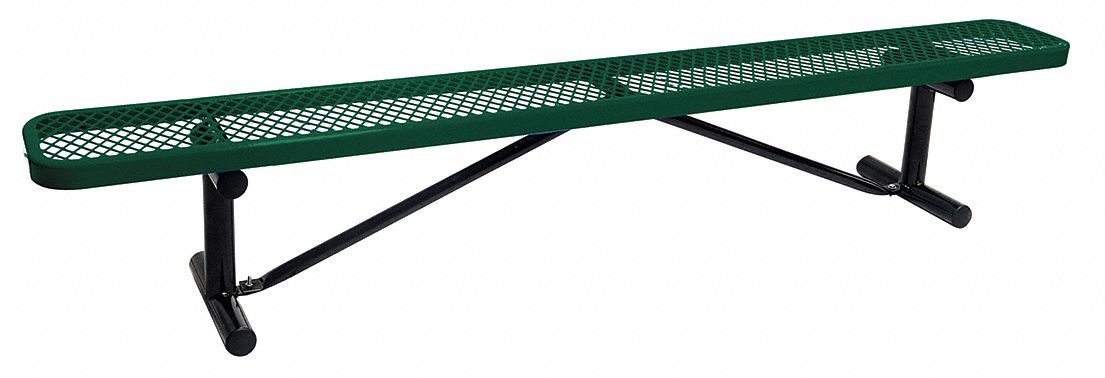 Bench, Expanded Metal, Green, Length 96 In