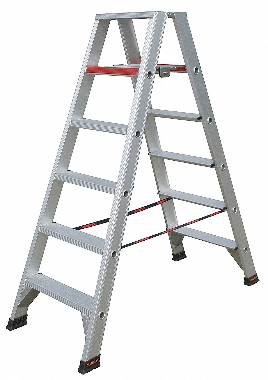 Stepladder, Aluminum, 6 ft. H, 500 lb. Cap.