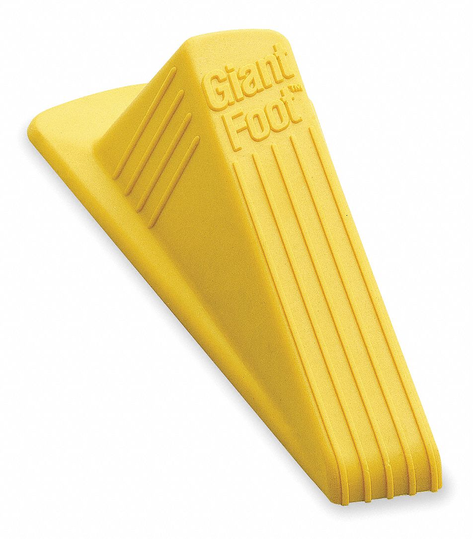 XL No Slip Door Wedge, Ylw, 6-3/4 In.L, Pk2