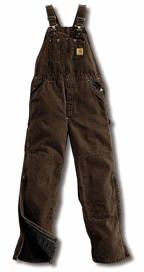 Bib Overalls, Dark Brown, Size 38x32 In