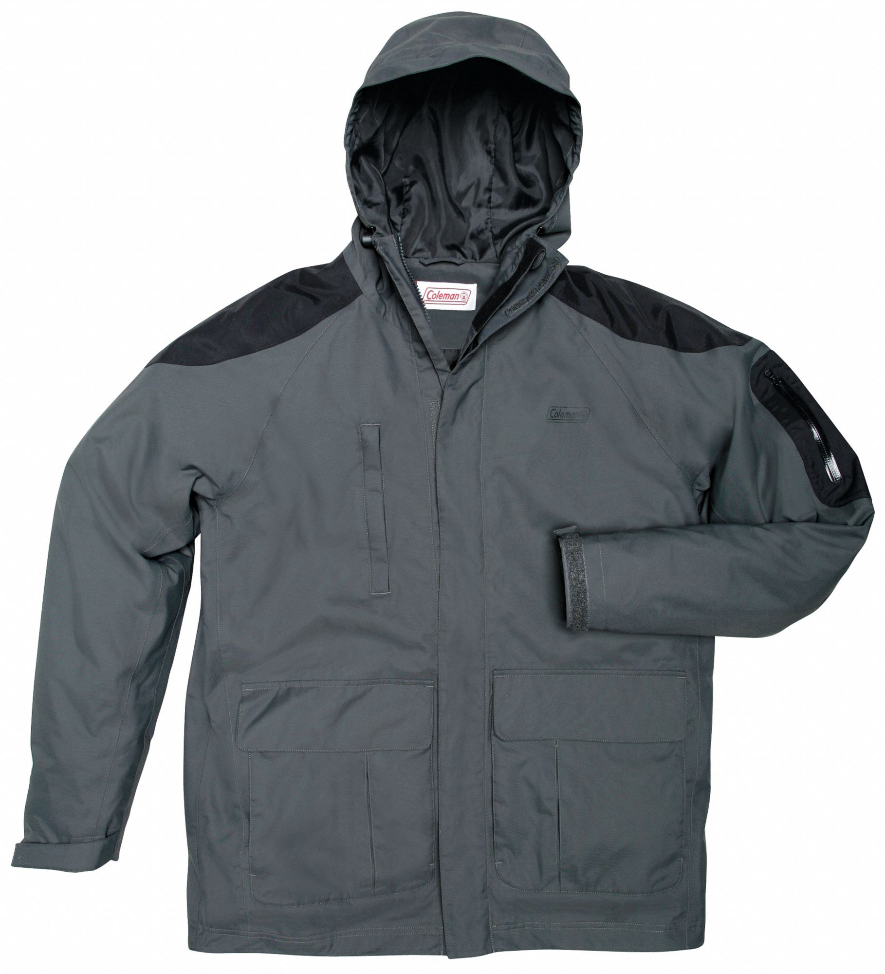 Rain Jacket with Hood, Charcoal, L