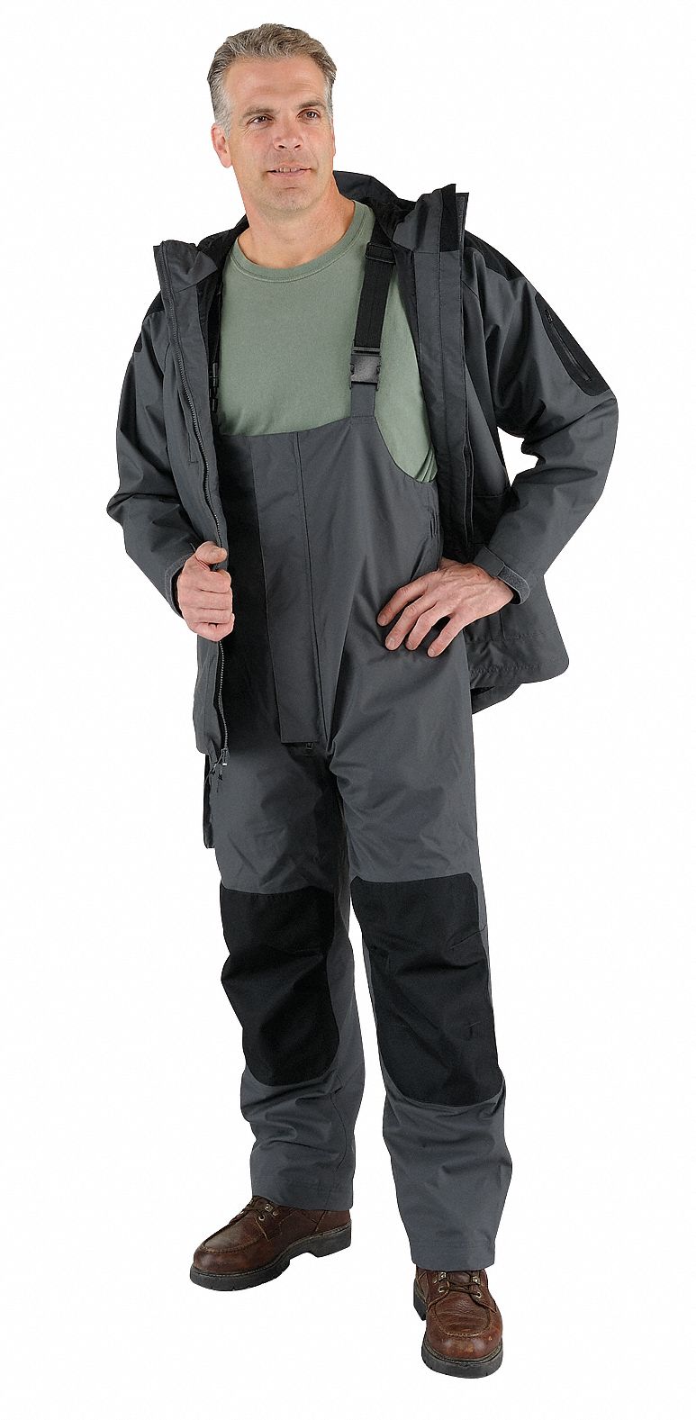 Breathable Rain Bib Overall, Charcoal, L
