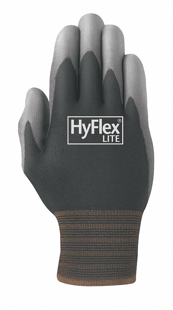 Coated Gloves, L, Black/Gray, PR