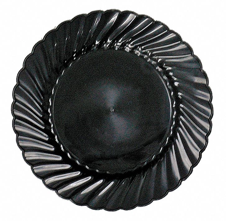 Plastic Plate, 9 In, Black, PK180