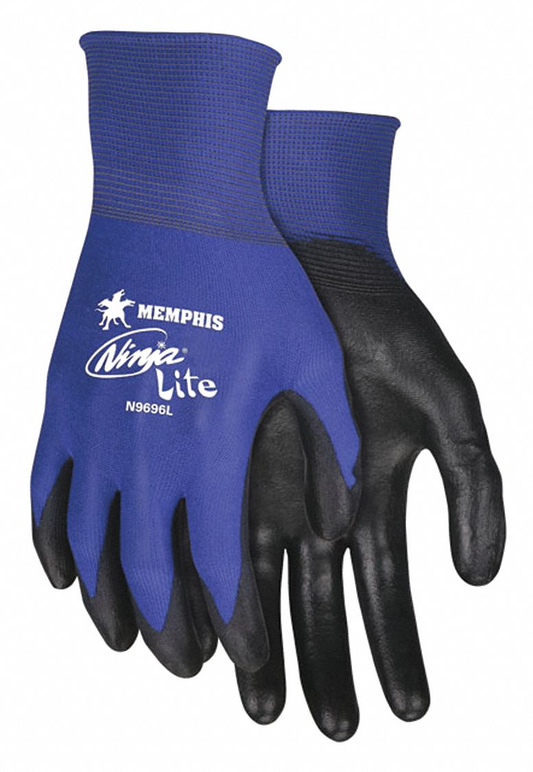 Coated Gloves, XL, Black/Blue, PR