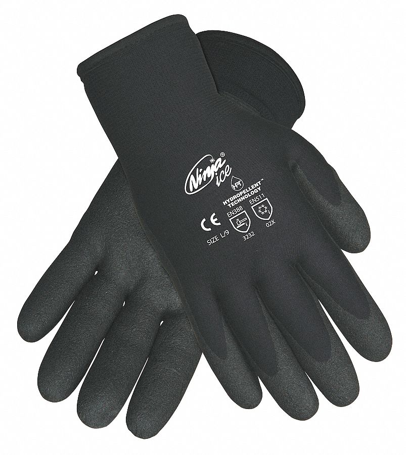 Coated Gloves, L, Black, PR