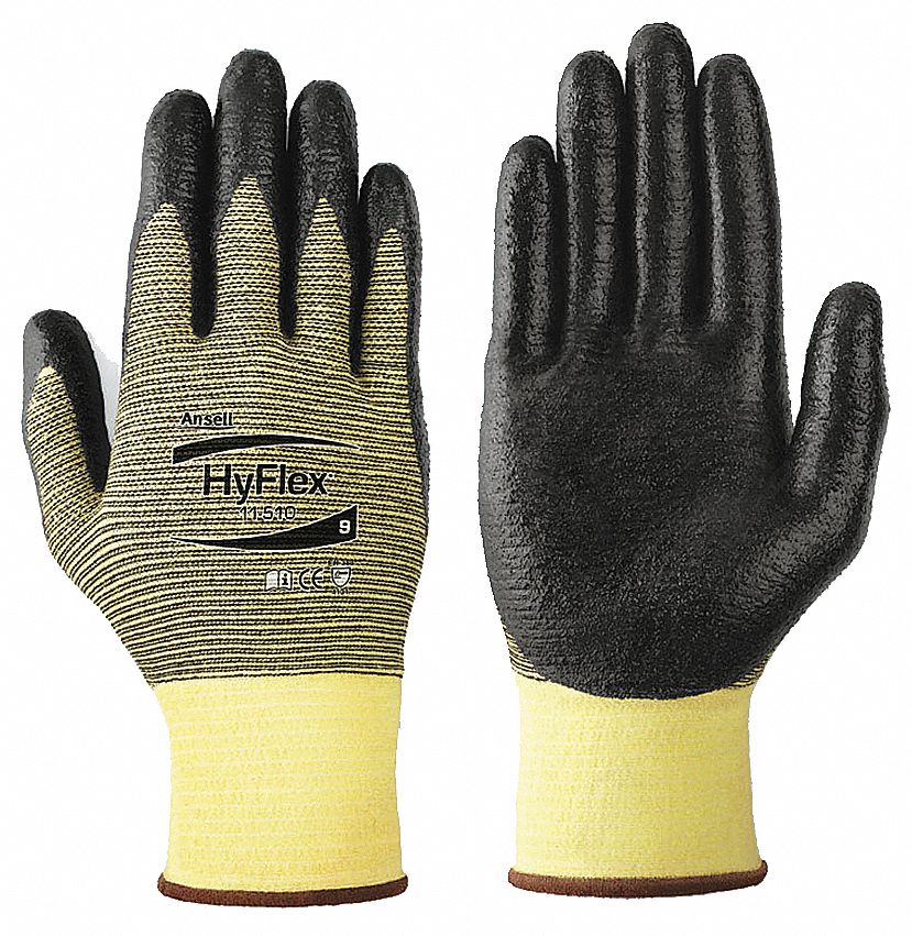 Cut Resistant Gloves, Yellow/Black, L, PR