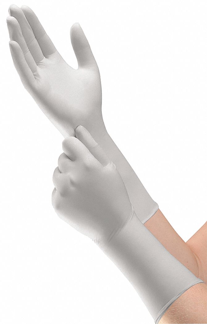 Disposable Gloves, Nitrile, L, Silver, PK100