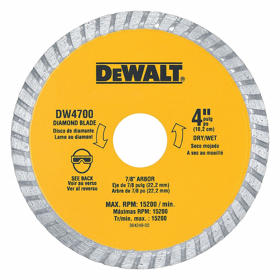 Diamond Saw Bld, Dry, cntnuos Rim, 4 In Dia