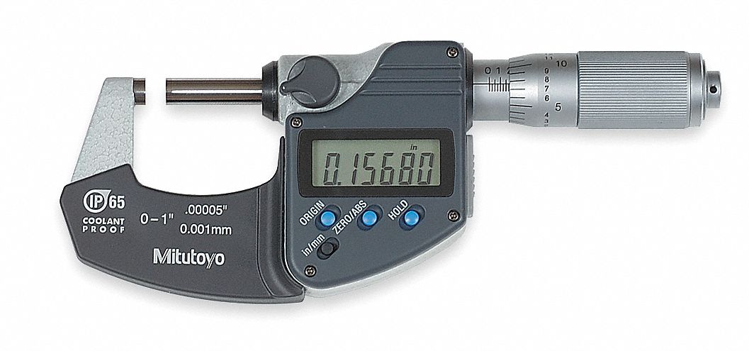 Digital Micrometer, 0-1In, SPC, Friction