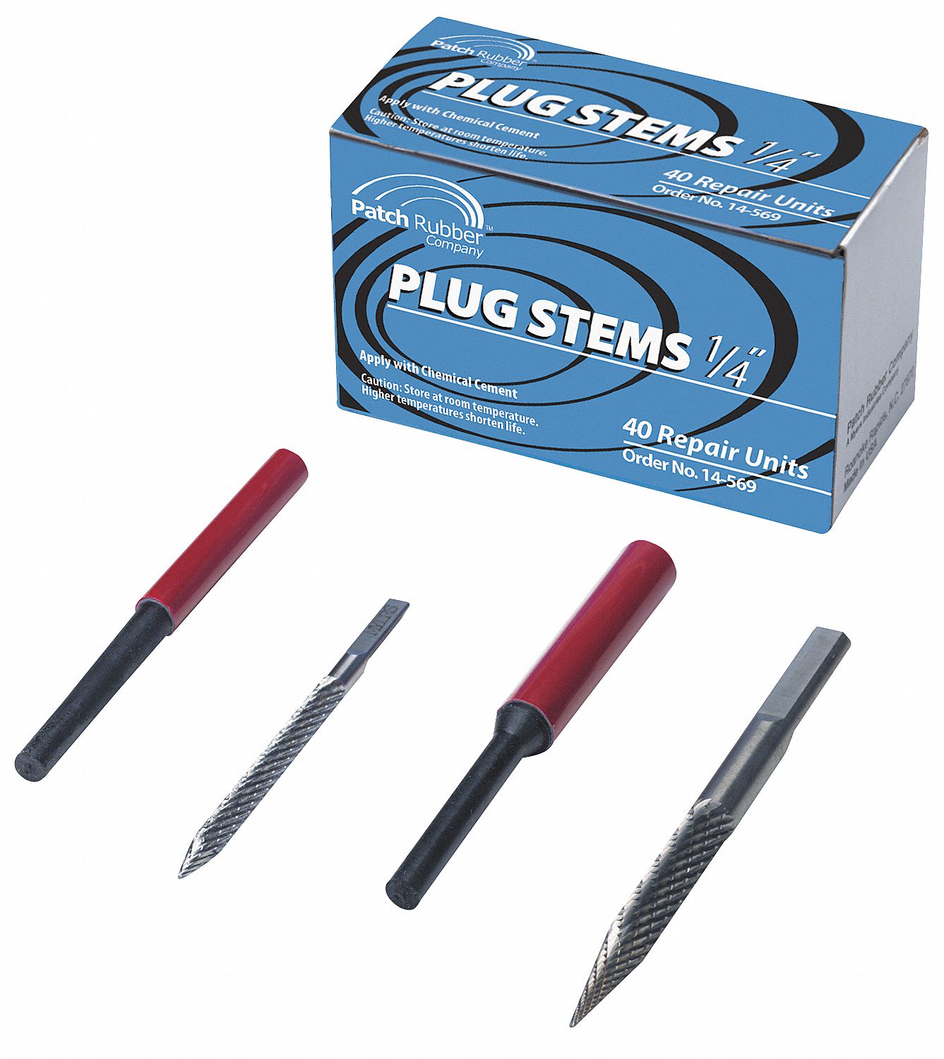 Tire Rpr Plug Stem, 1/4 In, Rbr, Pk 40