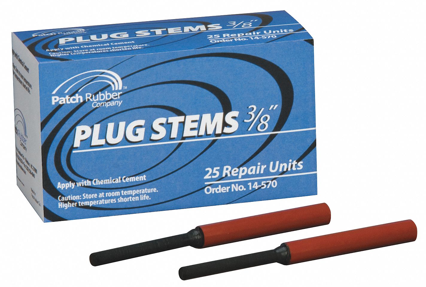 Tire Rpr Plug Stem, 3/8 In, Rbr, Pk 25