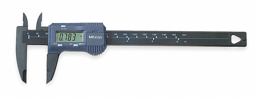 Digital Caliper, 0-6 In, 0.001 In, Plastic
