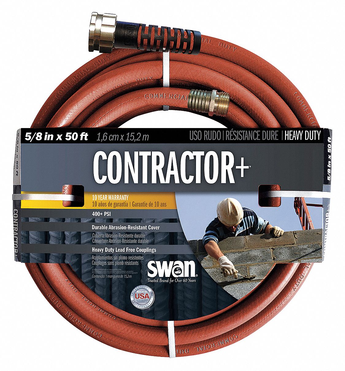 Water Hose, Dual Rnfrcd Rubr/Rcycld PVC