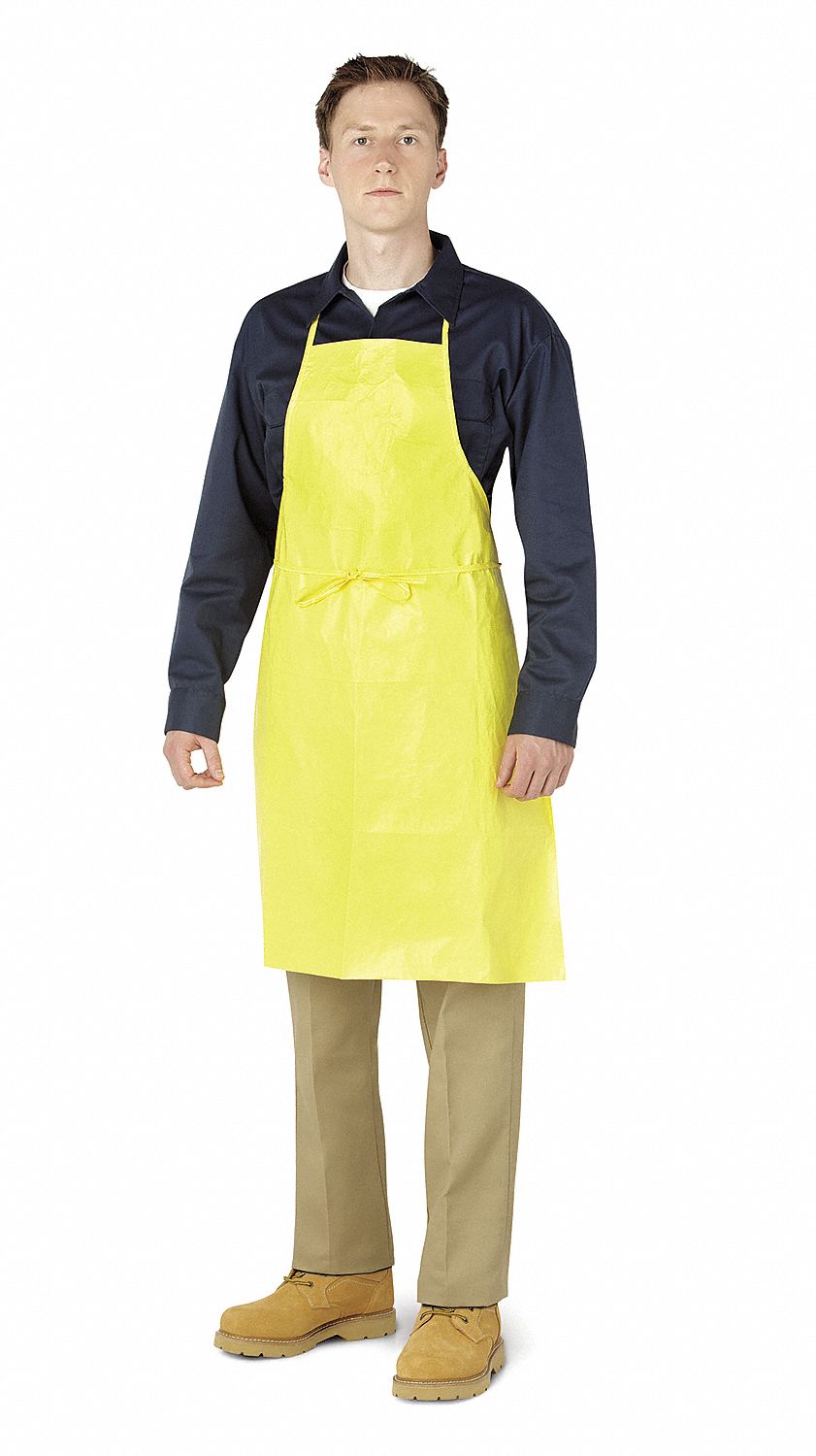 Bib Apron, Yellow, 36 In. L, PK 24