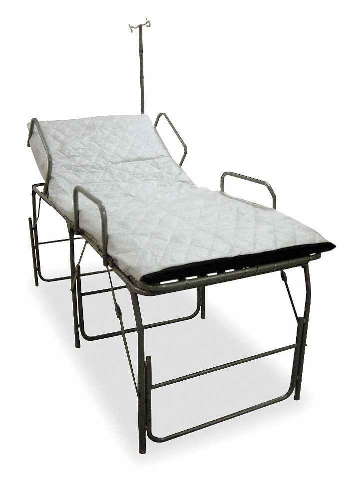 Medical Field Cot with IV Pole, Blue