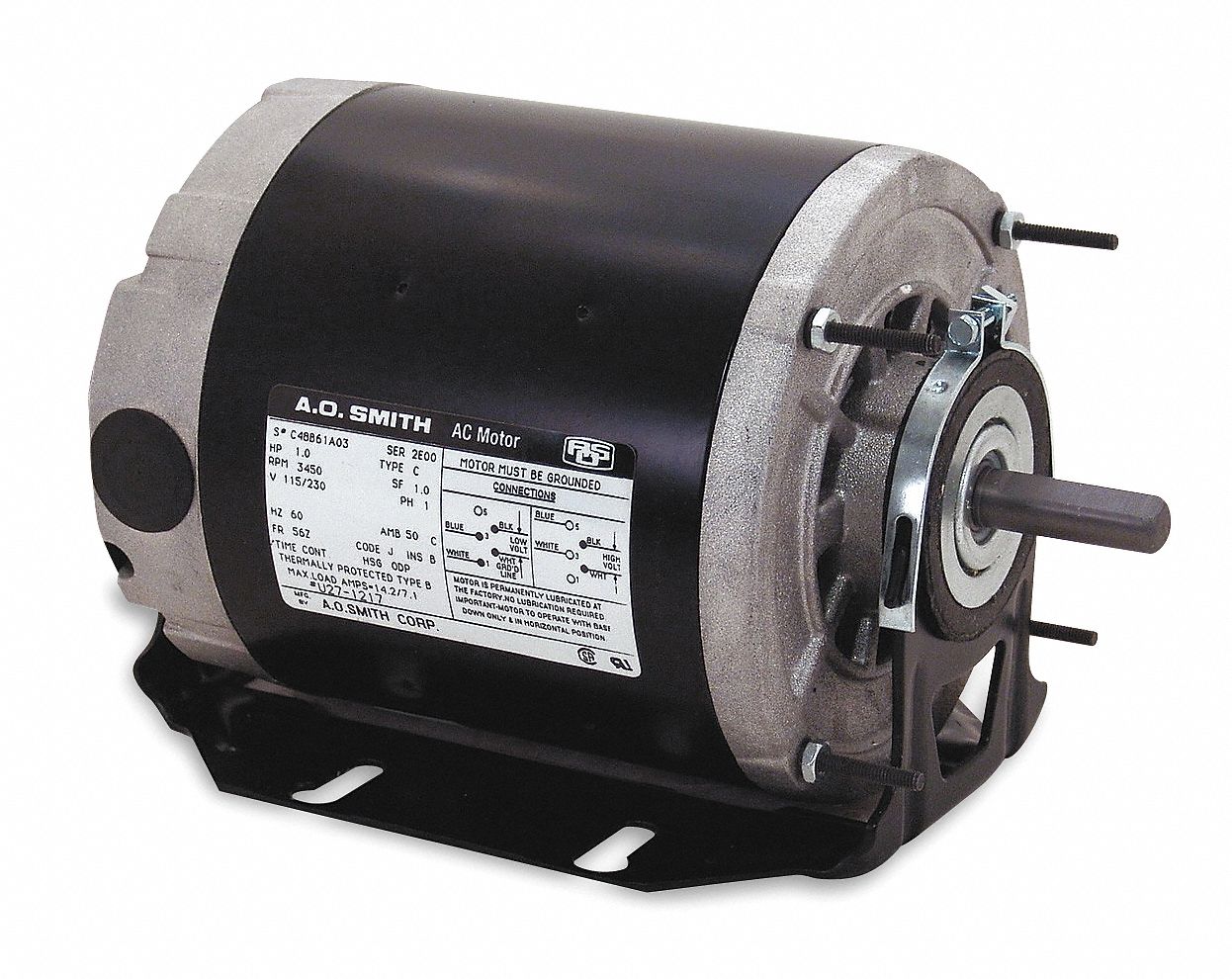 Mtr, 3 Ph, 1 HP, 1725, 200-230/460V, Eff 75.0