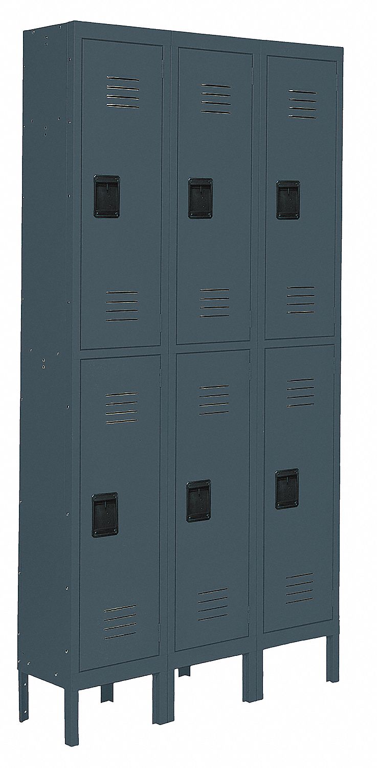 Assembled Locker, 2 Tier, W36, D18, H78, Gray