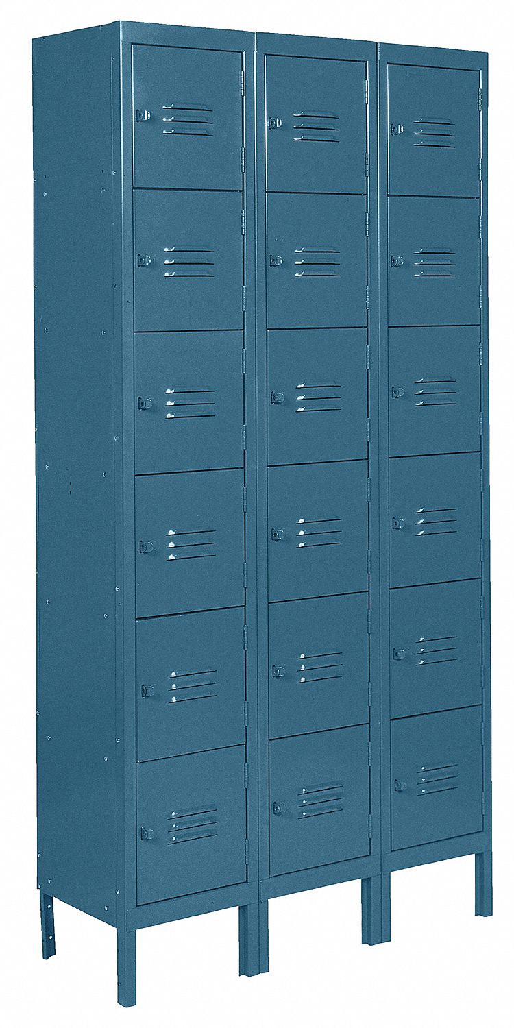 Assembled Locker, 6 Tier, W36, D18, H78, Blue