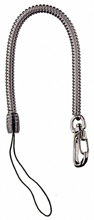 Coiled Clip Lanyard, Elastomer w/Nylon