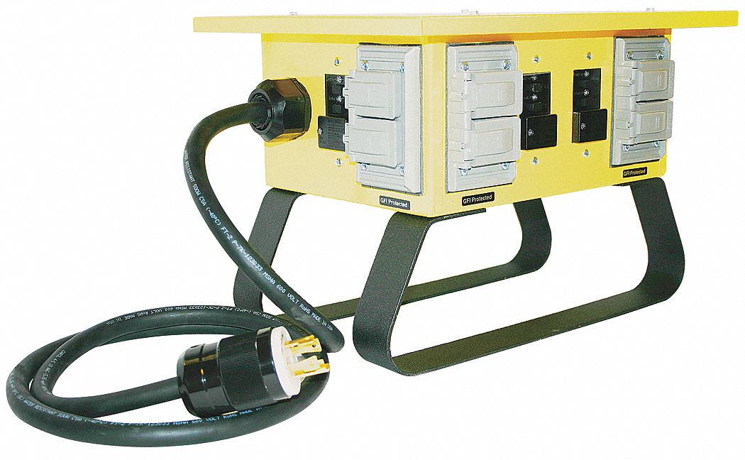 Dist. Box, 1P GFCI w/Legs, 30A, (4) 5-20R