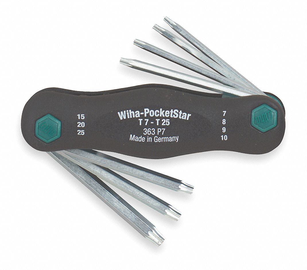 Torx Key Set, T7 - T25, Fold-Up, Ergo