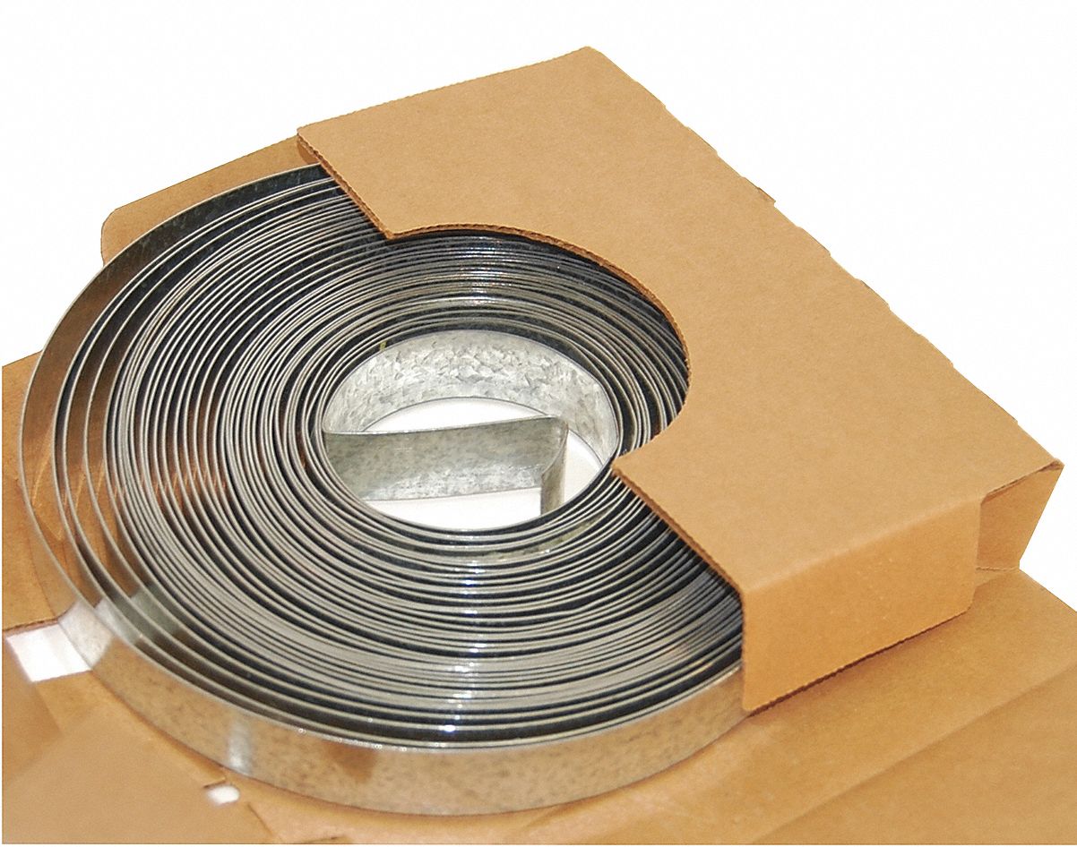 Duct Strapping, 100 Ft L, Galv Steel