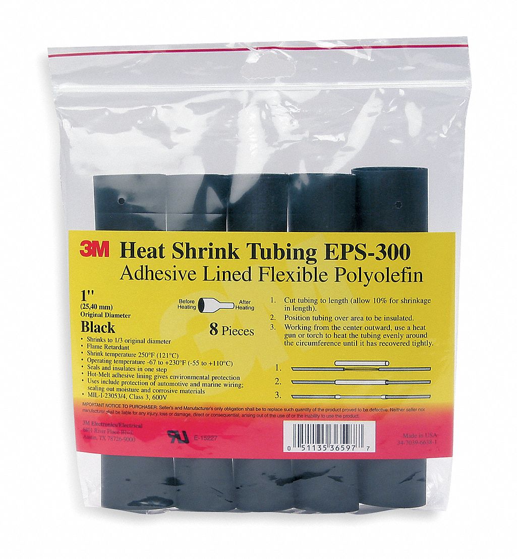 Heat Shrink, 16 to 12 AWG, Black, PK 10