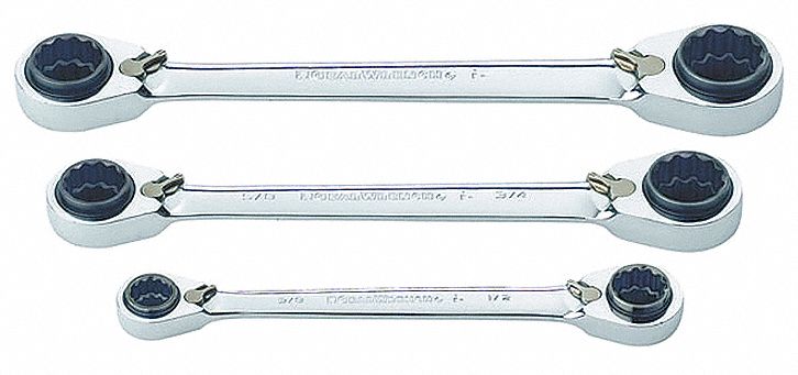 Ratcheting Wrench Set, SAE, 12 pt., 3 PC