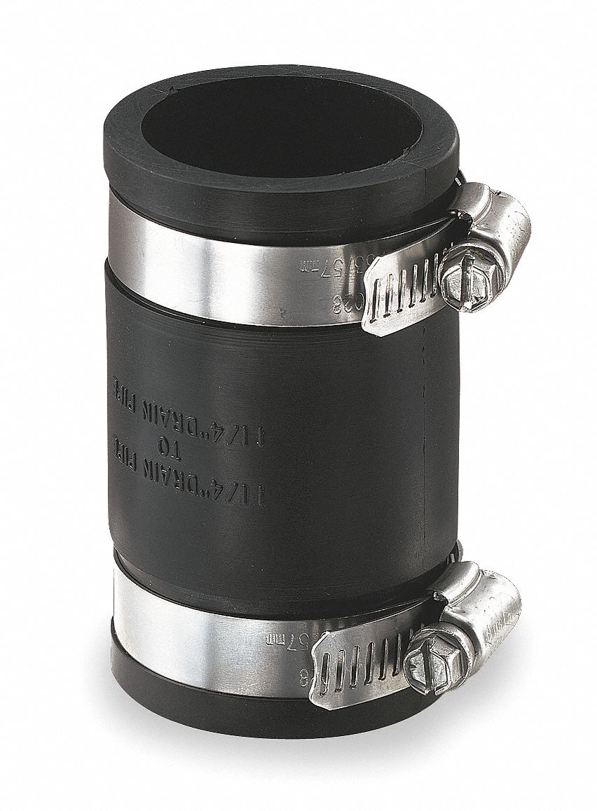 Flexible Coupling, 1 1/4 x 1 1/4 In, PVC