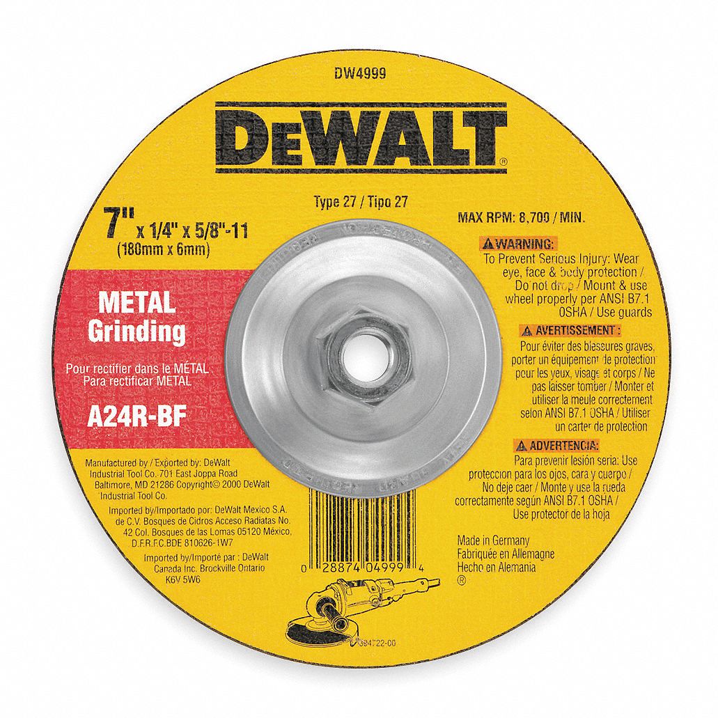 Depressed Ctr Whl, T27, 4.5x1/4x5/8-11, AO