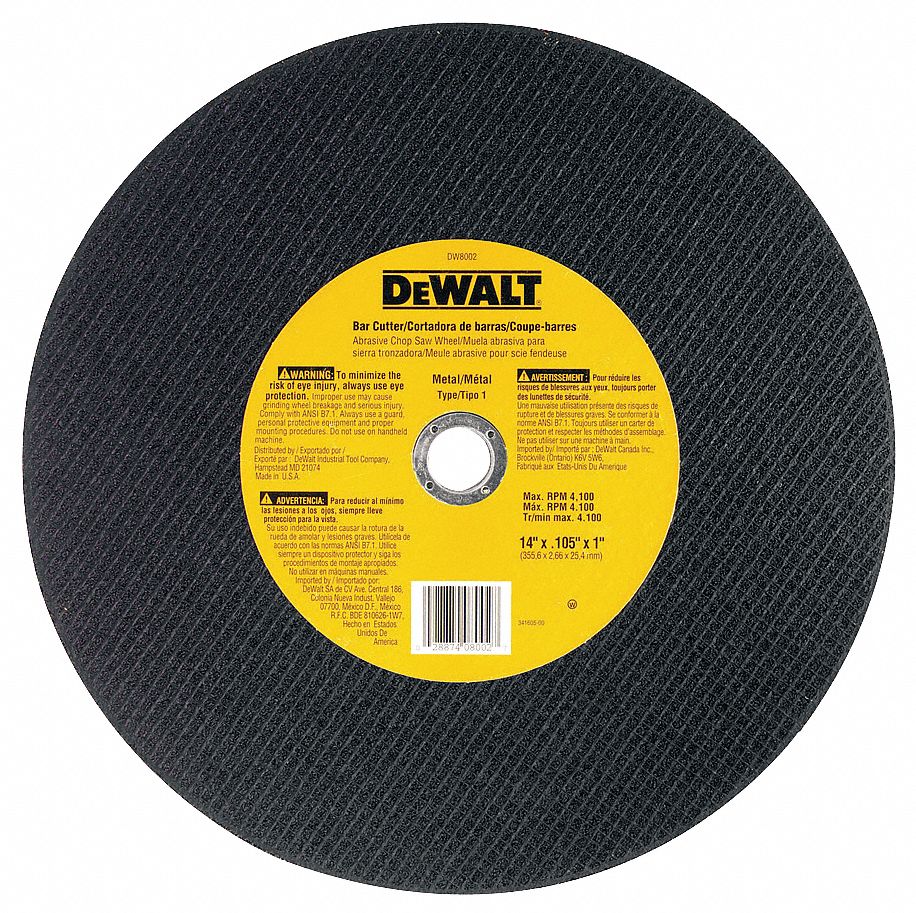 Abrsv Cut Whl, 14 In D, 7/64 In T, 1 In AH