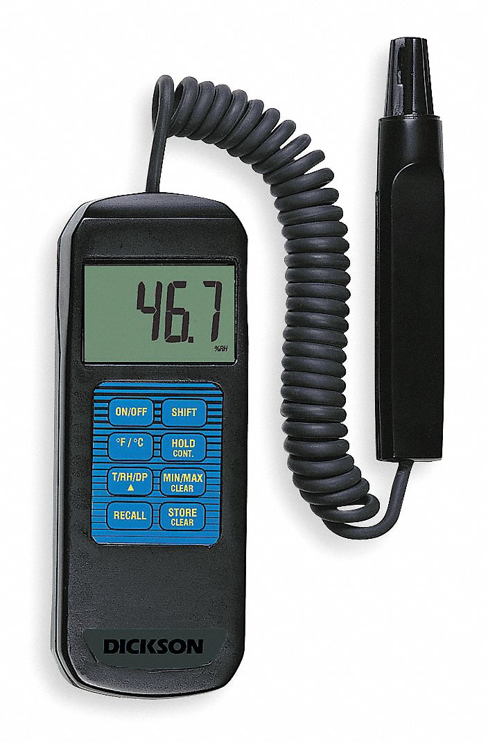 Temp/Humdty Meter, 0 to 95% Rel Hum Rnge