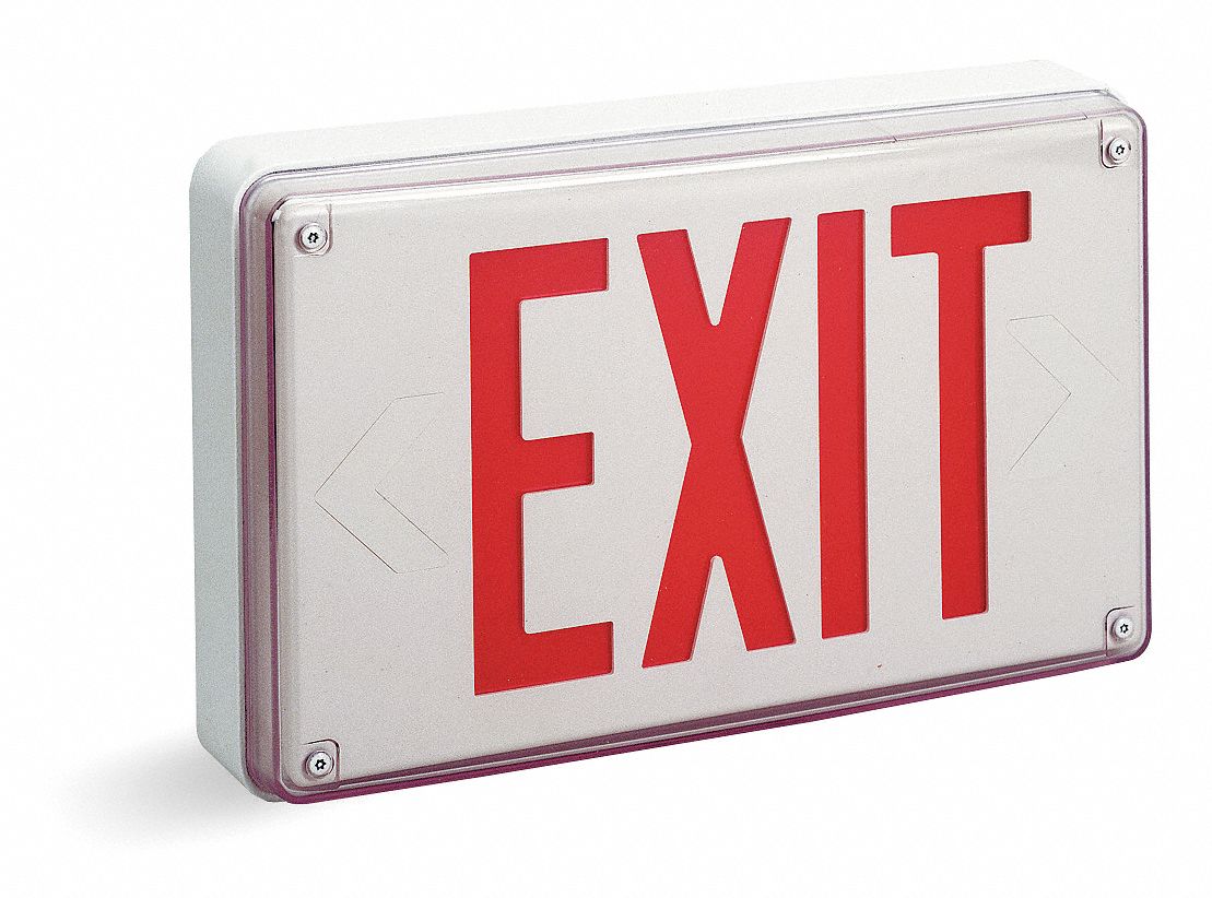 Exit Sign w/ Battery Back Up, 2.3W, Red, 1
