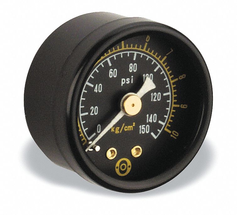 Pressure Gauge, 1.5 In Dial, 0 to 150 PSI