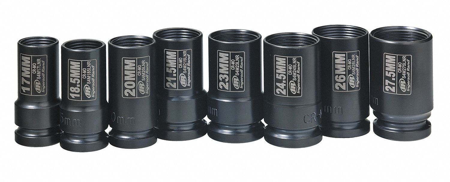 Impact Socket Set, 1/2 Dr, 6 Pt, 8 Pc