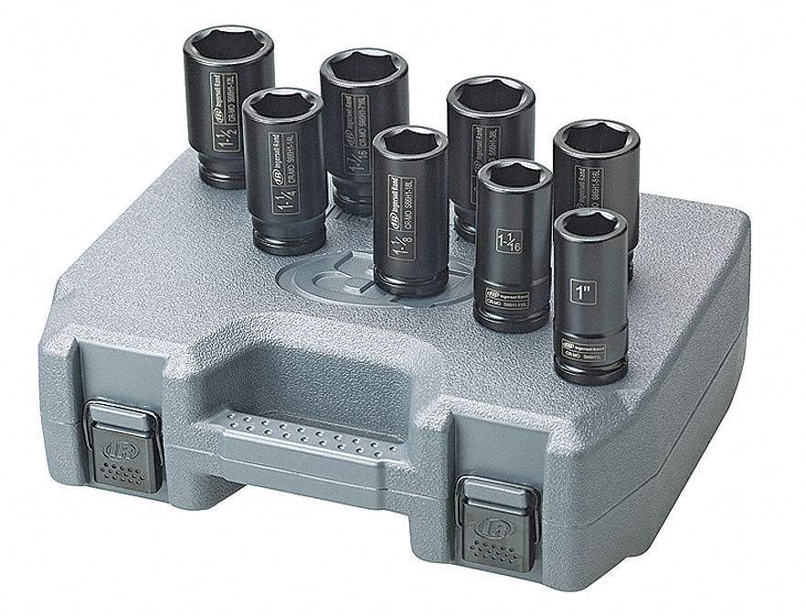 Impact Socket Set, Deep, 3/4 Dr, 6 Pt, 8 Pc