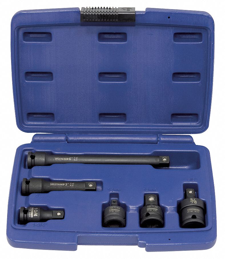 Impact Adapter/Extension Set, 3/8 Dr, 6 Pc