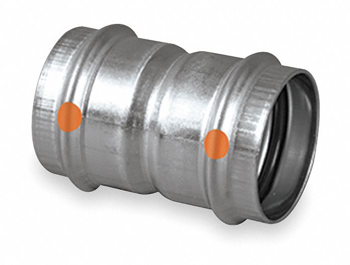 Coupling with Stop, Tube Sz 1 1/4In, Press