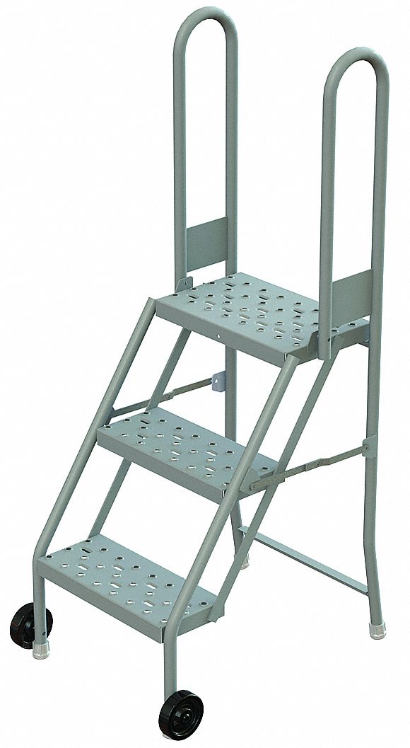 Rolling Ladder, Hndrl, Platfm 30 In H