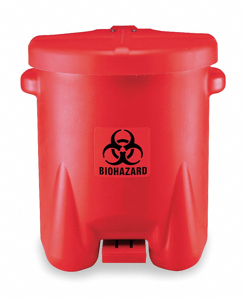 Biohazard Step On Waste Container, Red