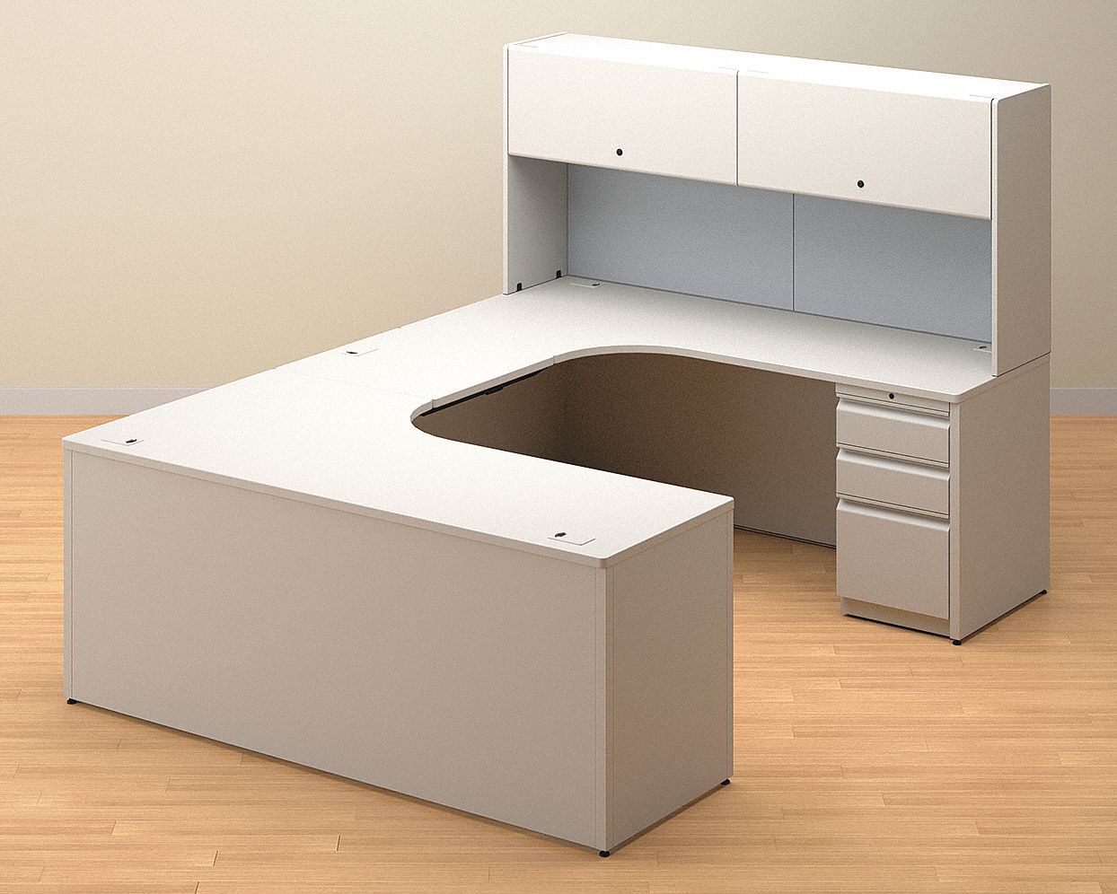 Workstation, U-Shape, Width 72 In, Gray