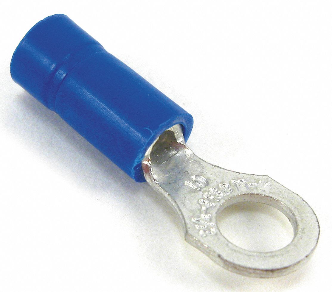 Ring Terminal, Blue, Brazed, 18 to 14, PK100