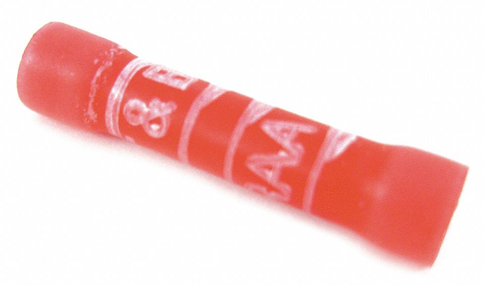 Butt Splice Connector, Red, 22-16, PK100