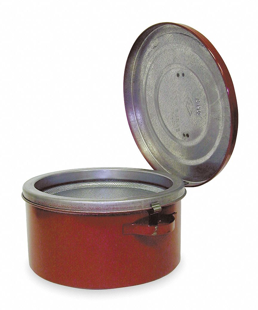 Bench Can, 1/2 Gal., Galvanized Steel, Red