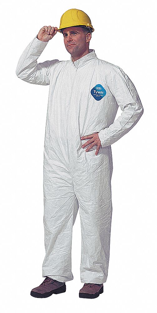 Collared Tyvek(R), White, Open, XL, PK 6