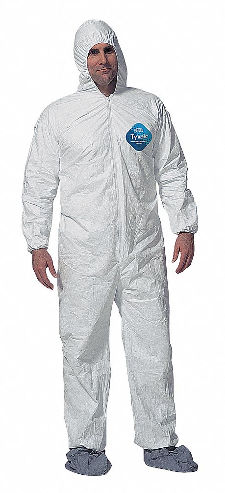 Hooded Tyvek(R), White, Boots, L, PK 6