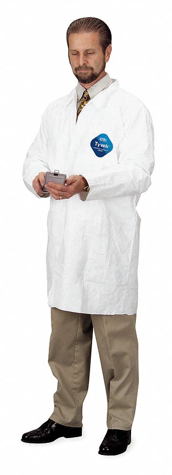 Disp. Lab Coat, XL, Tyvek(R), White, PK30