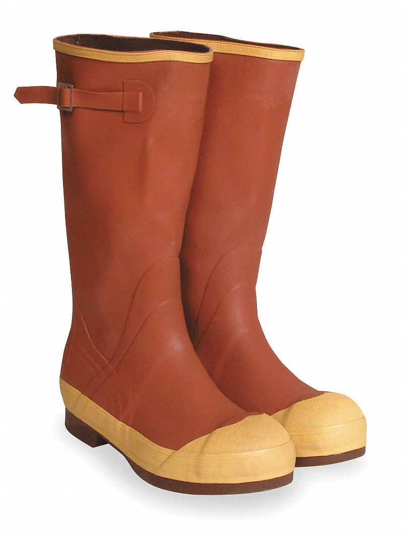 Knee Boots, Men, 9, Stl Toe, Brick/Crm, 1PR